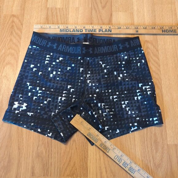 Under Armour Shorts Set Of 2 Womens Small Black Geometric Running Heatgear - Picture 6 of 7